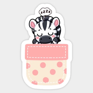 Sleepy Zebra in Polka Dot Pocket Sticker